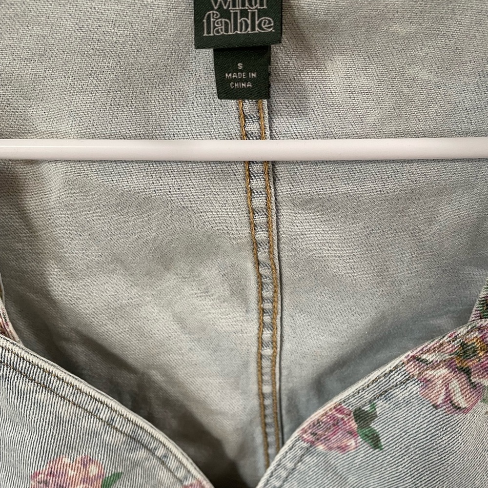 NWT 90’s Style Jean Bustier Crop Top w/ Pink Floral Design - Picture 10 of 12